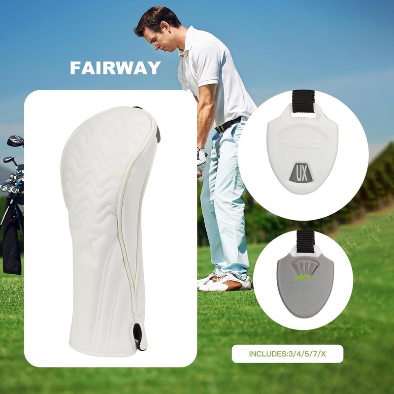PONADA 4pcs or 1pc Golf Club Head Covers for Woods, Driver, Fairway, Hybrid – Premium PU Leather with Interchangeable Tags & Magnetic Blade and Mallet Putter Covers - Image 3